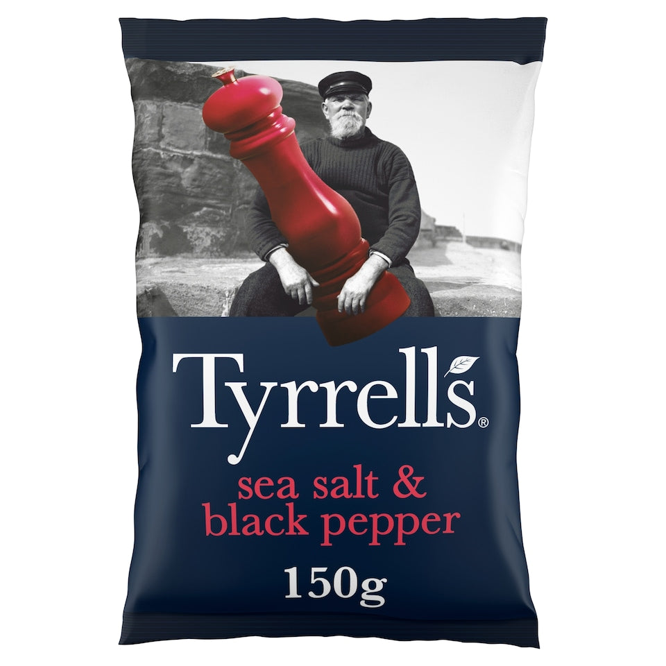 Tyrrells sea salt and black pepper crisps 150 g