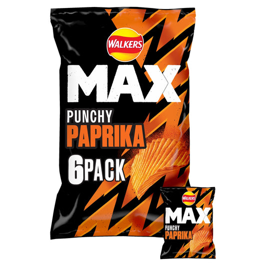 Walkers Max Punchy Paprika 6 pack 162 g