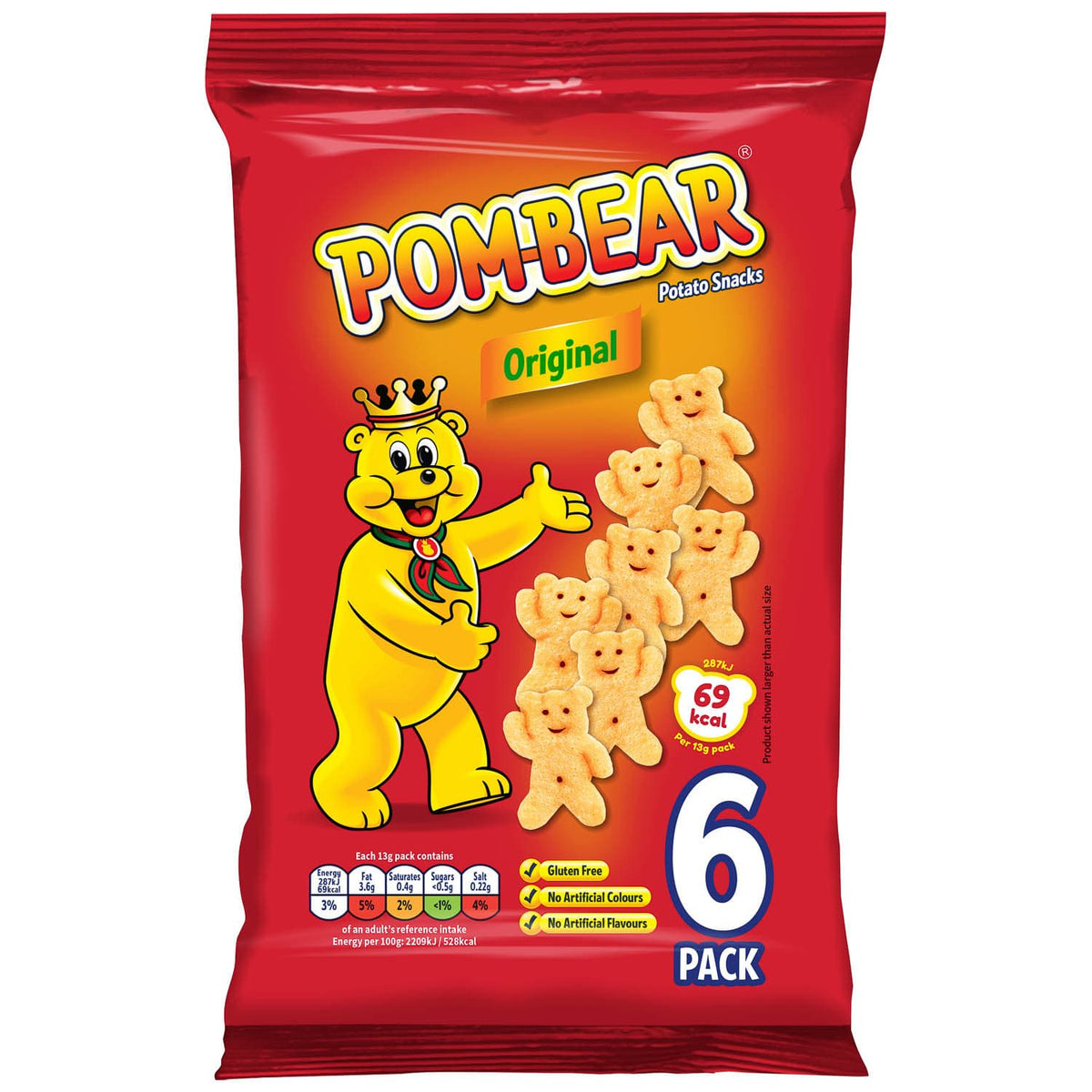 Pom-Bear original potato snacks 6 pack