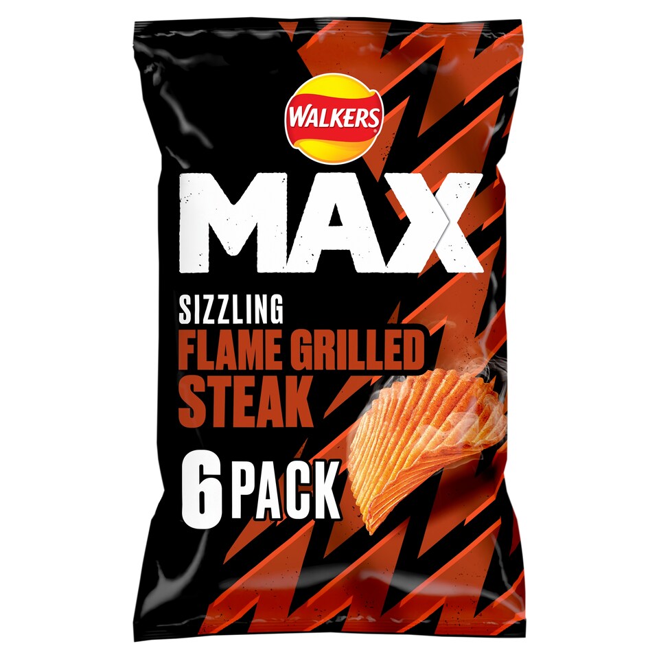 Walkers MAX Sizzling Flame Grilled Steak Multipack 6 x 27g (162g)