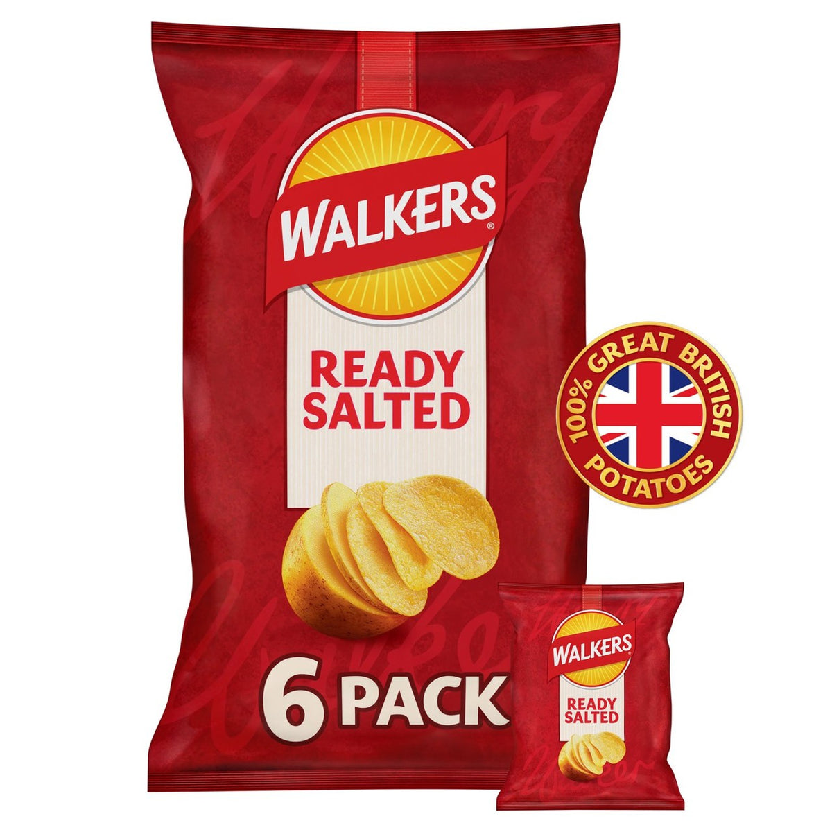 Walkers Ready Salted Crisps 6 x 25g (150g)